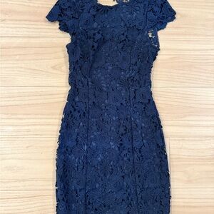 Lulus Romance Language Blue Lace Backless Mini Dress